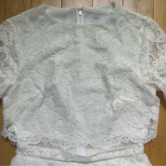 ASOS Gigi Crop Top Lace Mini White Dress - Picture 7 of 8